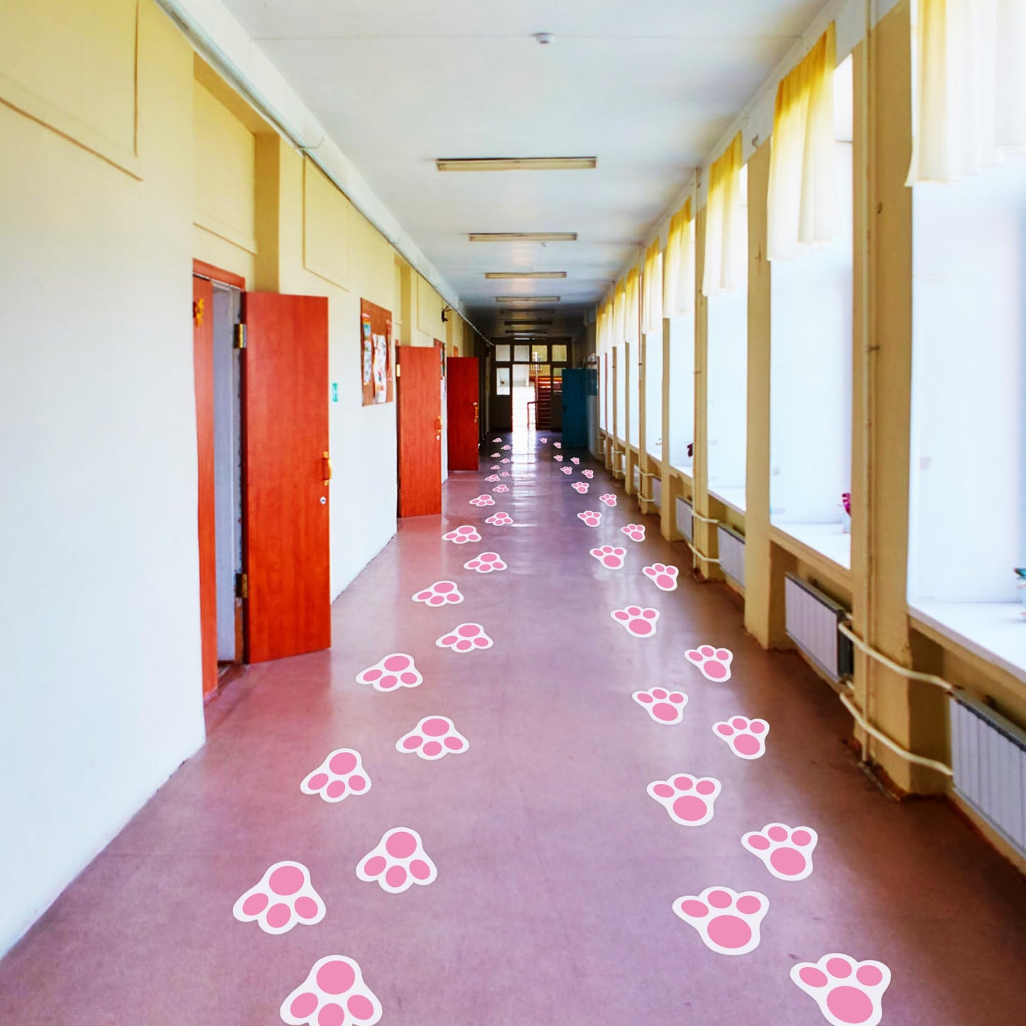 Wonmon 80 PCS Removable Easter Bunny Paw Prints Stickers, Easter Bunny Feet Stickers Rabbit Paw Decal Bunny Paw Print Clings for Home Office Classroom Floor Easter Party Favor Decorations