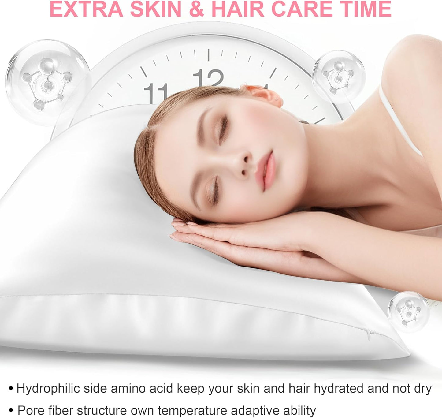 Skiennix Mulberry Silk Pillowcase - Soft & Breathable Standard Size with Hidden Zipper | Pure White for Hair & Skin