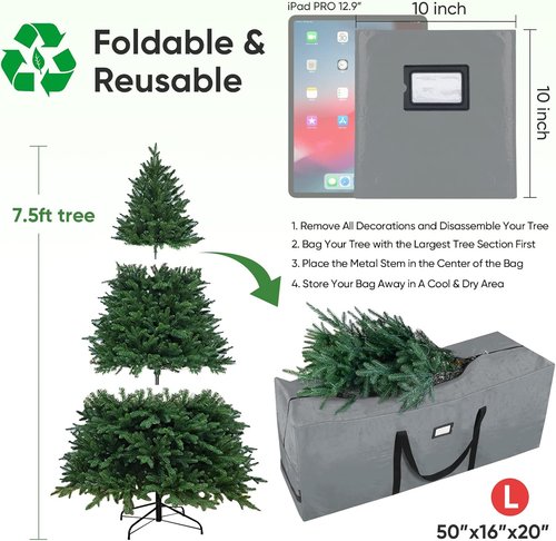 BALEINE Christmas Tree Storage Bag - 7.5 ft Capacity | Durable & Spacious Design