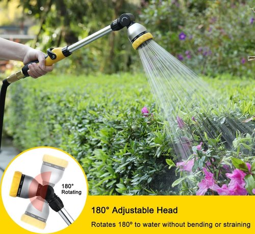 FANHAO 16-Inch Garden Watering Wand - 180° Rotating Head with Thumb Control & 8 Spray Patterns