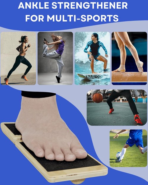 Caredgitz Ankle Strengthener, Single Leg Balance Board for Ankle Rehab, Foot Trainer for Mobility, Foot Stretcher for Sprained Ankle, Balancing Wobble Board, Posture Board, Arch Trainer with Brace