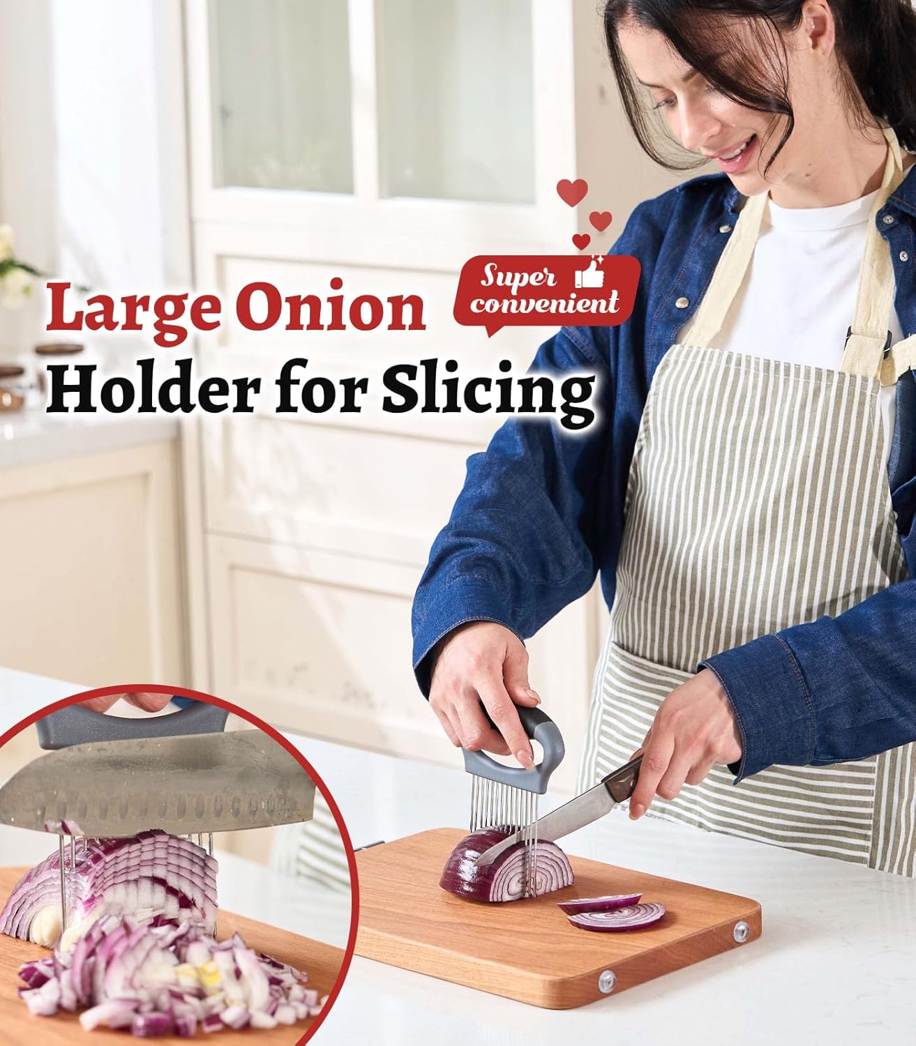 Skiennix Onion Slicer Holder - Stainless Steel Multi-Purpose Vegetable Chopper | Ideal for Tomatoes, Potatoes, and More