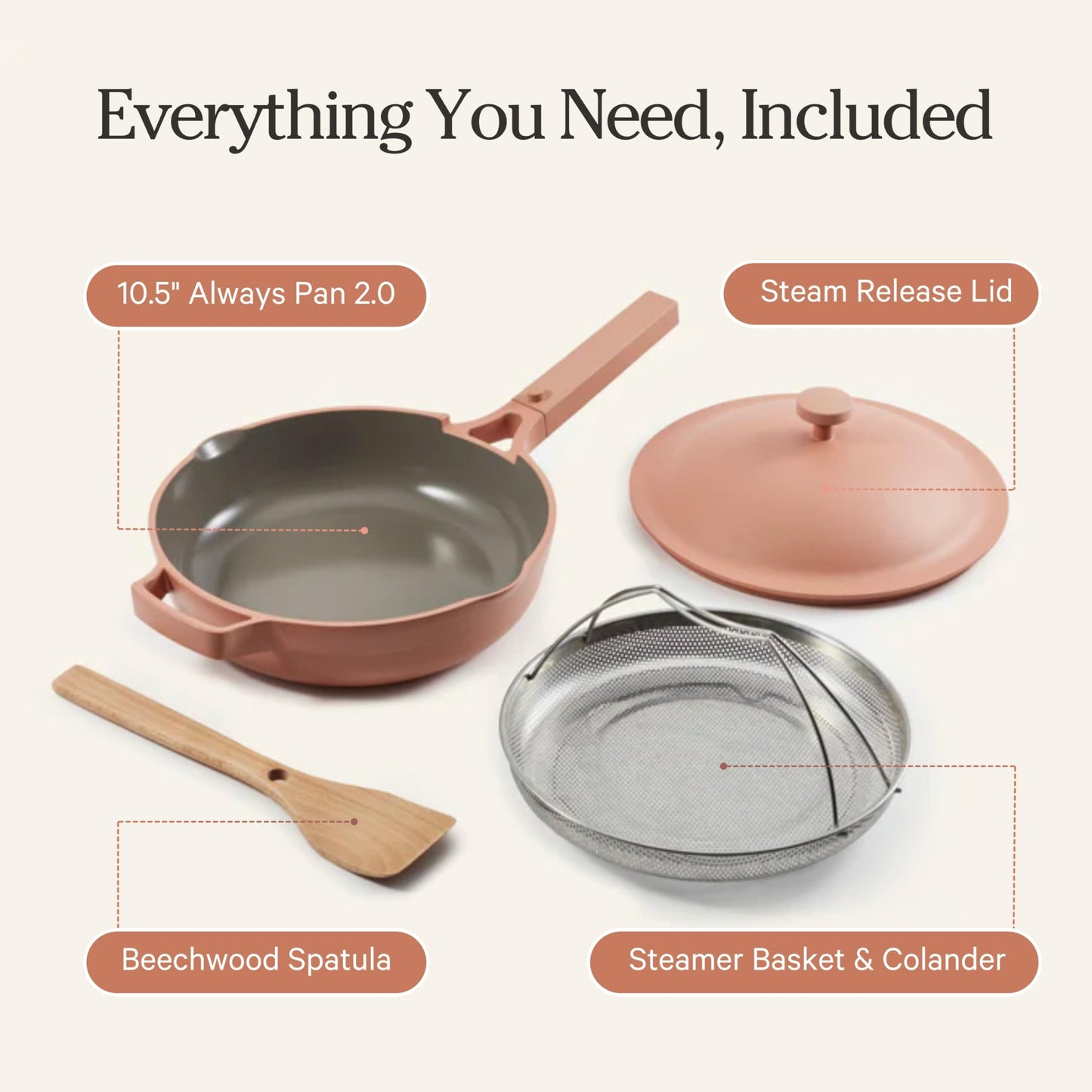 Our Place Always Pan 2.0 | 10.5" Ceramic Pan with Modular Lid, Steamer Basket & Spatula | Patented 10-in-1 Nonstick, Non-Toxic Cookware Made Without PFAS | Induction & Oven-Safe up to 450°F | Spice