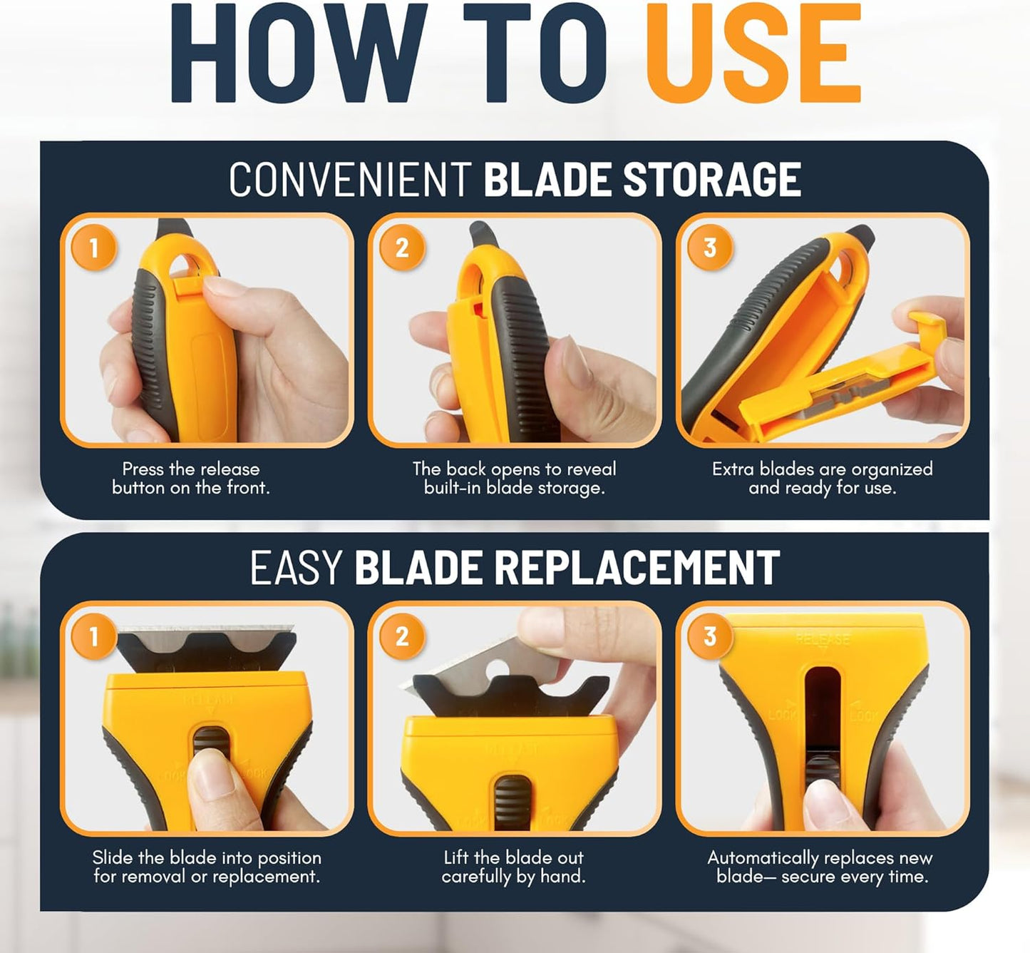 Oven Scraper Tool - Non-Scratch Glass & Hob Scraper with 15 Extra Blades | Kitchen & Window Cleaning