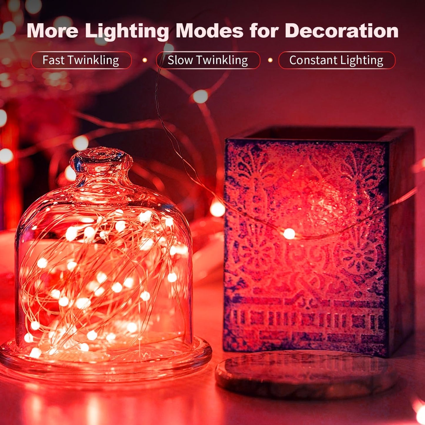 Skiennix 20 Pack LED Fairy Lights - Battery Operated Mini Twinkle String Lights | 7FT Waterproof for Weddings & Christmas, Red