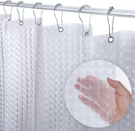 LiBa Waterproof PEVA Shower Curtain - Heavy Duty 3D Cat Eyes Design, 72x72 Inches, Rustproof Grommets