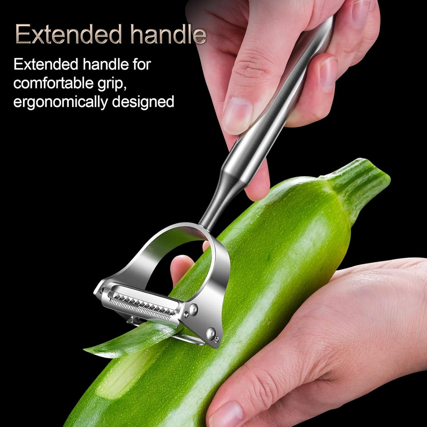 Skiennix Stainless Steel Vegetable Peeler - 2-in-1 Multi-Function Design for Fruits & Veggies | Silver