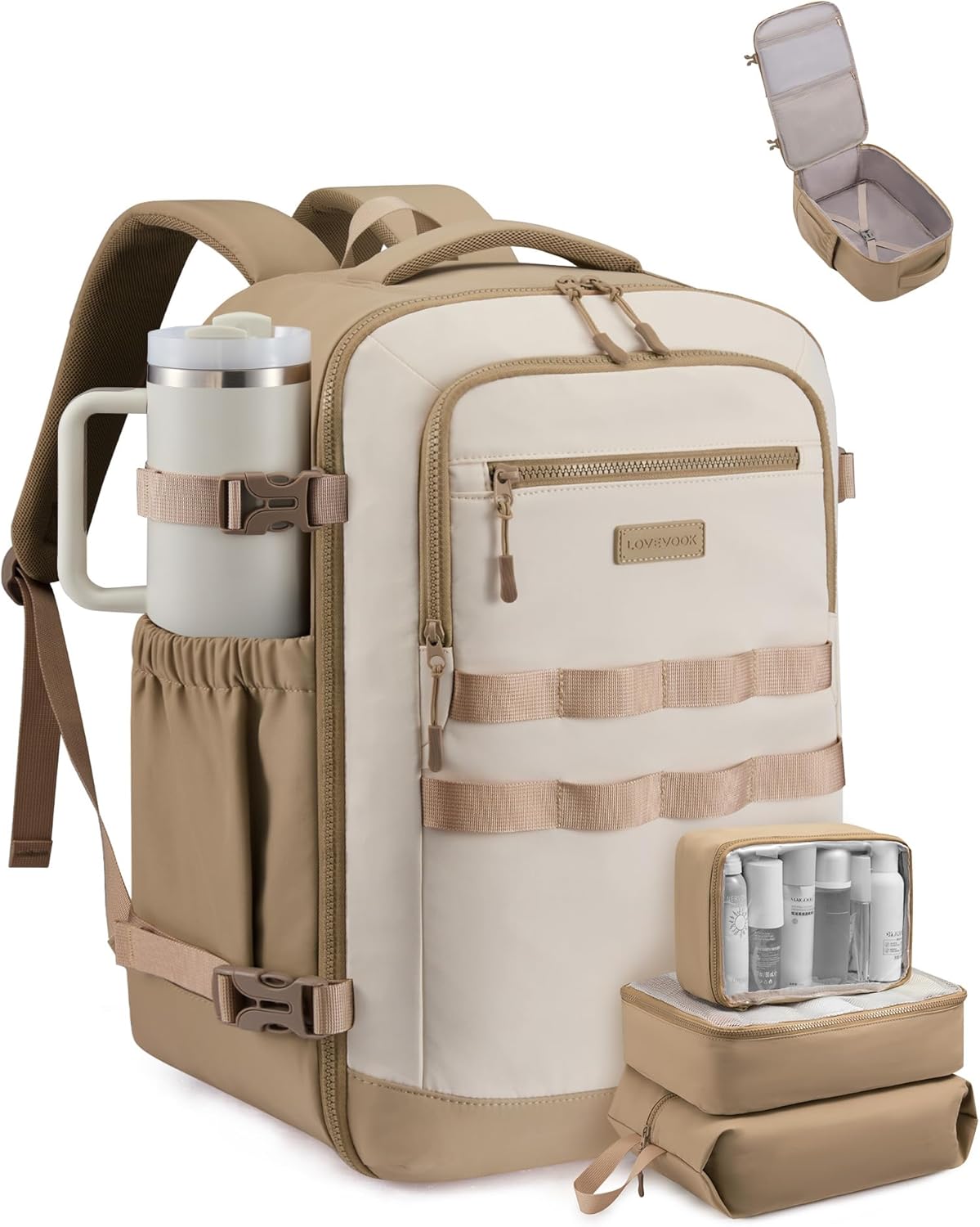 LOVEVOOK 40L Travel Backpack - TSA Approved Carry-On with 3 Packing Cubes | Waterproof Design Fits 17" Laptop