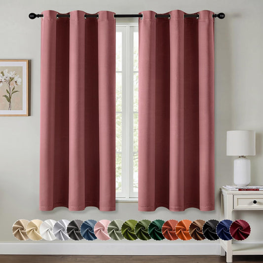 MIULEE Dusty Rose Blackout Curtains - Thermal Insulated Room Darkening Drapes | 63 Inch, 2 Panels