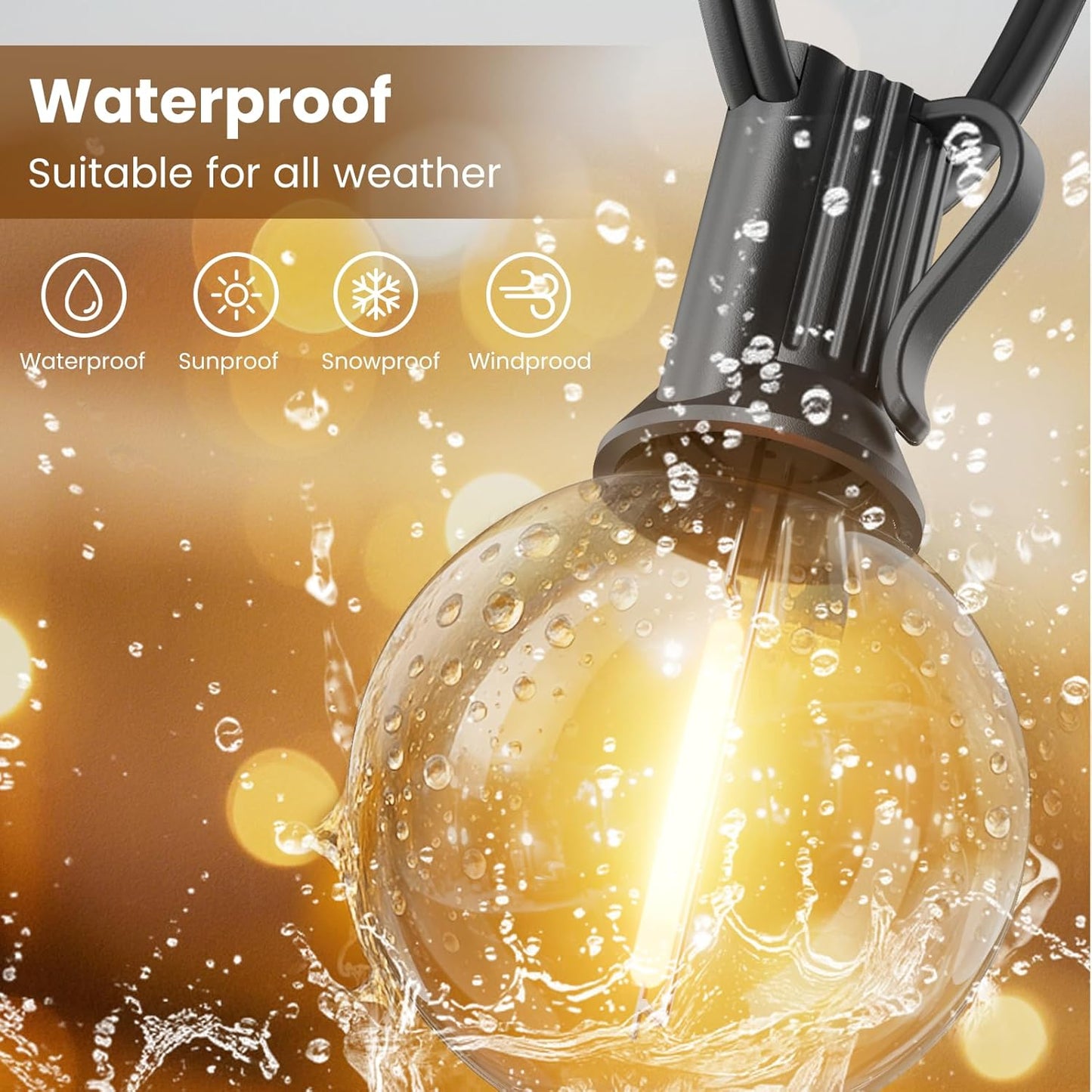 RTTY Outdoor String Lights - 150 FT Waterproof G40 LED Bulbs | Dimmable Globe Lighting for Patio, Bistro, Backyard, Cafe, Warm White