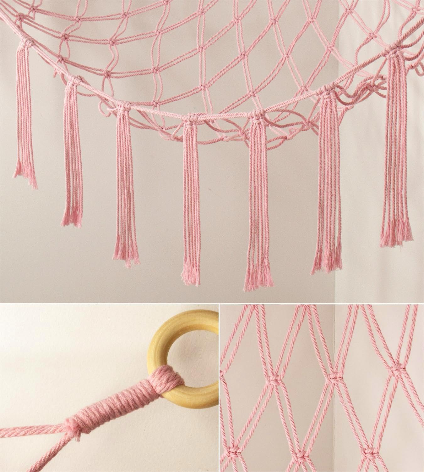 Mirolam Stuffed Animal Storage Hammock - Large Pink Toy Organizer for Nursery Corner Decor