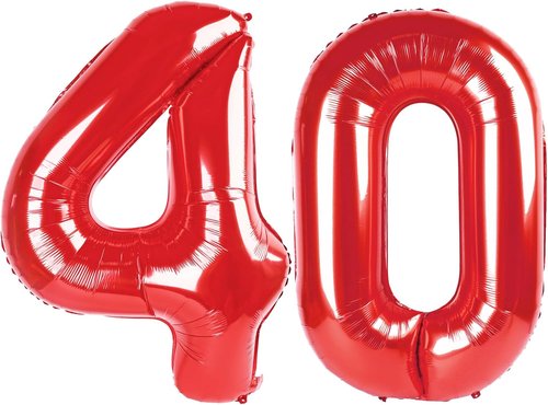 40-Inch Red Number 40 Balloons by [Brand Name] - Large Foil Decorations for 40th Birthday Celebrations