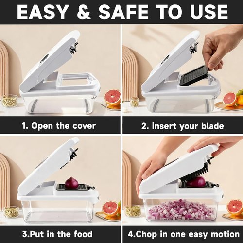 EaglestarEX Vegetable Chopper - Versatile Mandoline Slicer & Grater with Container | White/Black