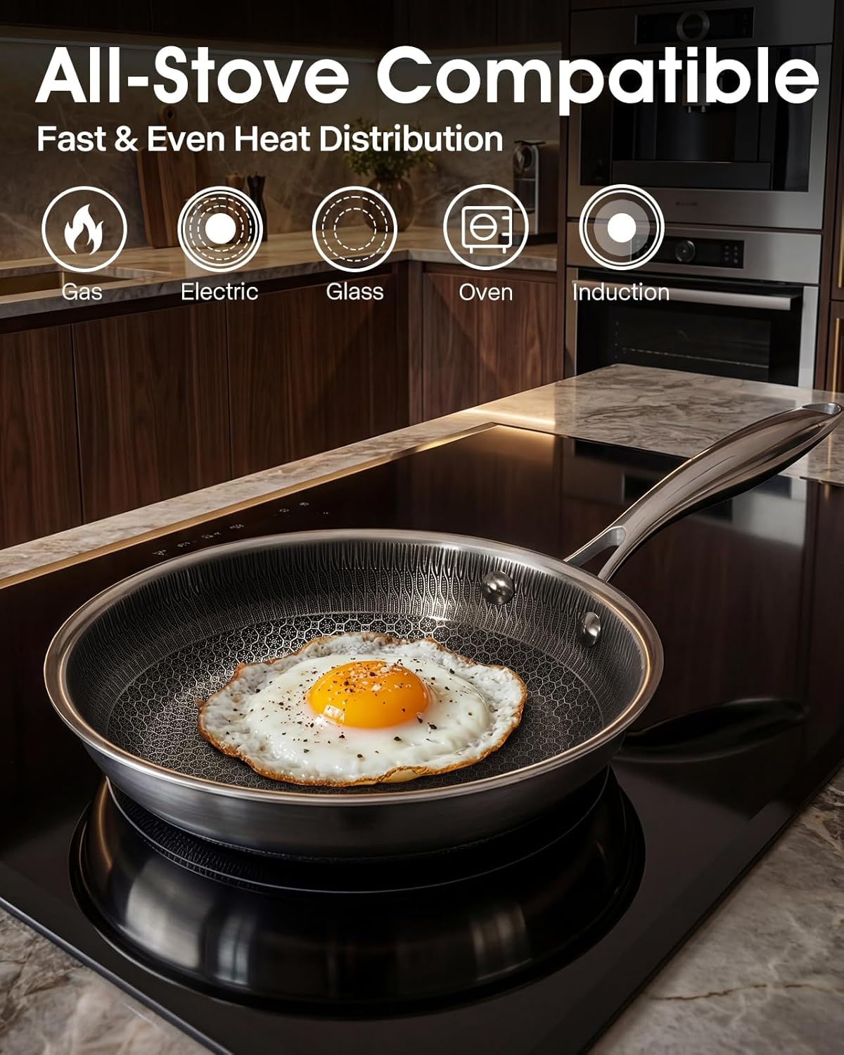 USELUCK Nonstick Frying Pan - 8-Inch Skillet with Honeycomb Surface, Oven-Safe & PFAS-Free