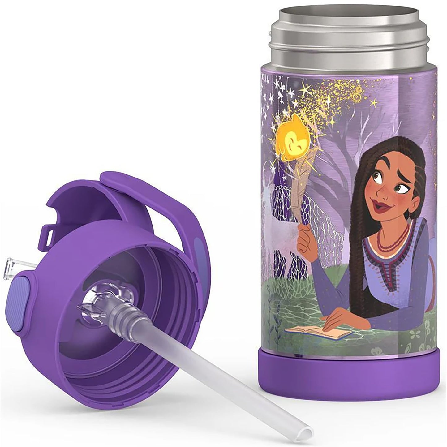 THERMOS FUNTAINER Water Bottle with Straw - 12 Ounce - Kids Stainless Steel Vacuum Insulated Water Bottle with Lid, Wish