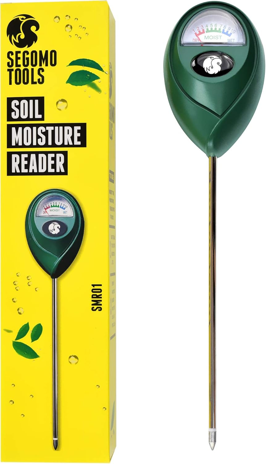 Segomo Tools Soil Moisture Meter - Accurate Plant Water Sensor for Gardens, Lawns & Farms | SMR01