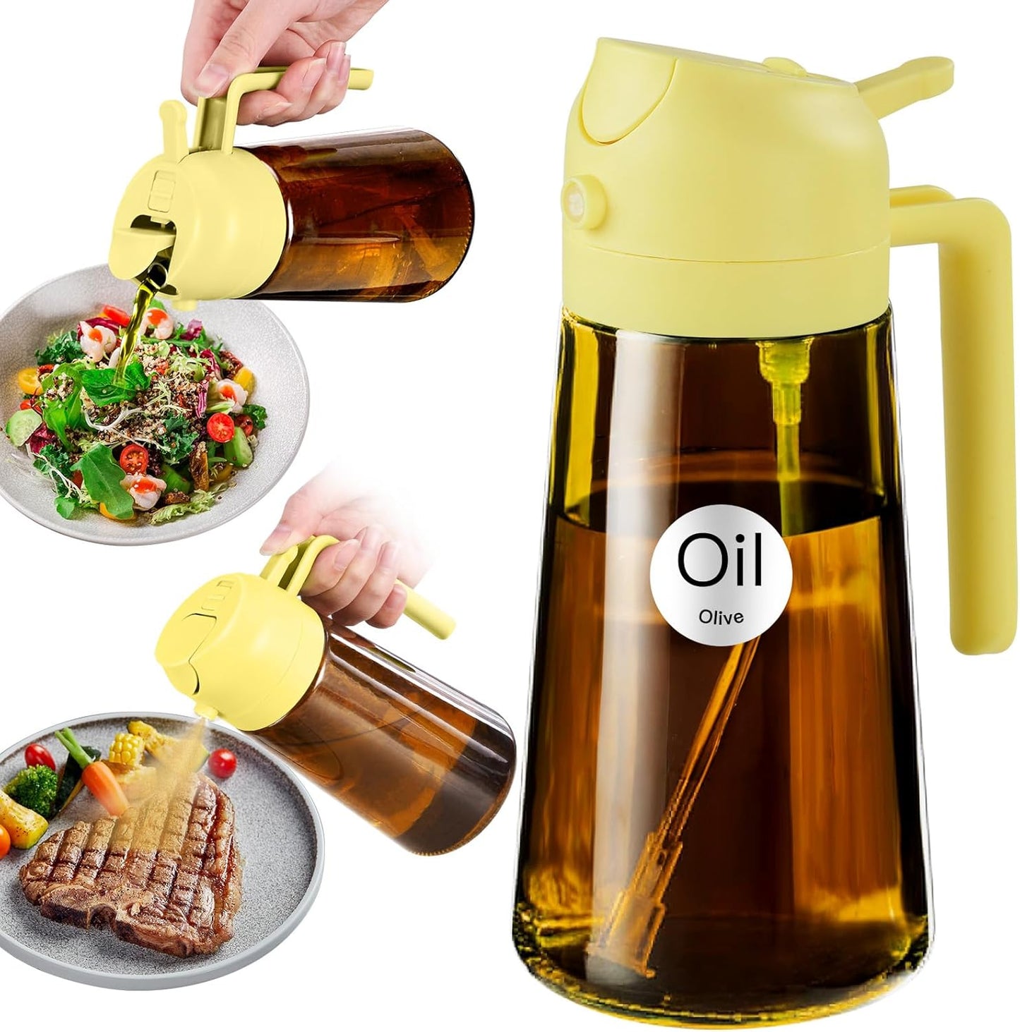 YARRAMATE Light Blocking Oil Sprayer - 16oz Food-Grade Olive Oil Dispenser Bottle | Premium Dark Amber Glass for Kitchen & BBQ