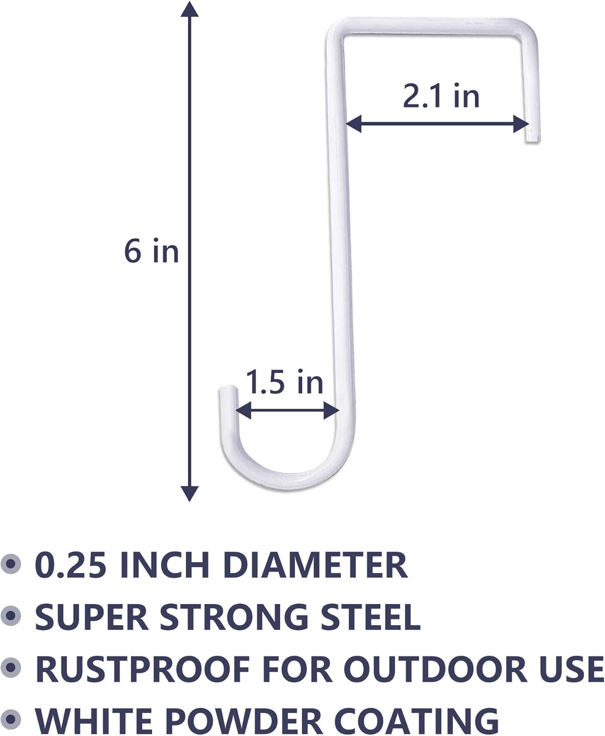 JOYSEUS Vinyl Fence Hooks - 12pcs White Powder Coated Steel Hangers for Plants & Lights | 2 x 6 Inches