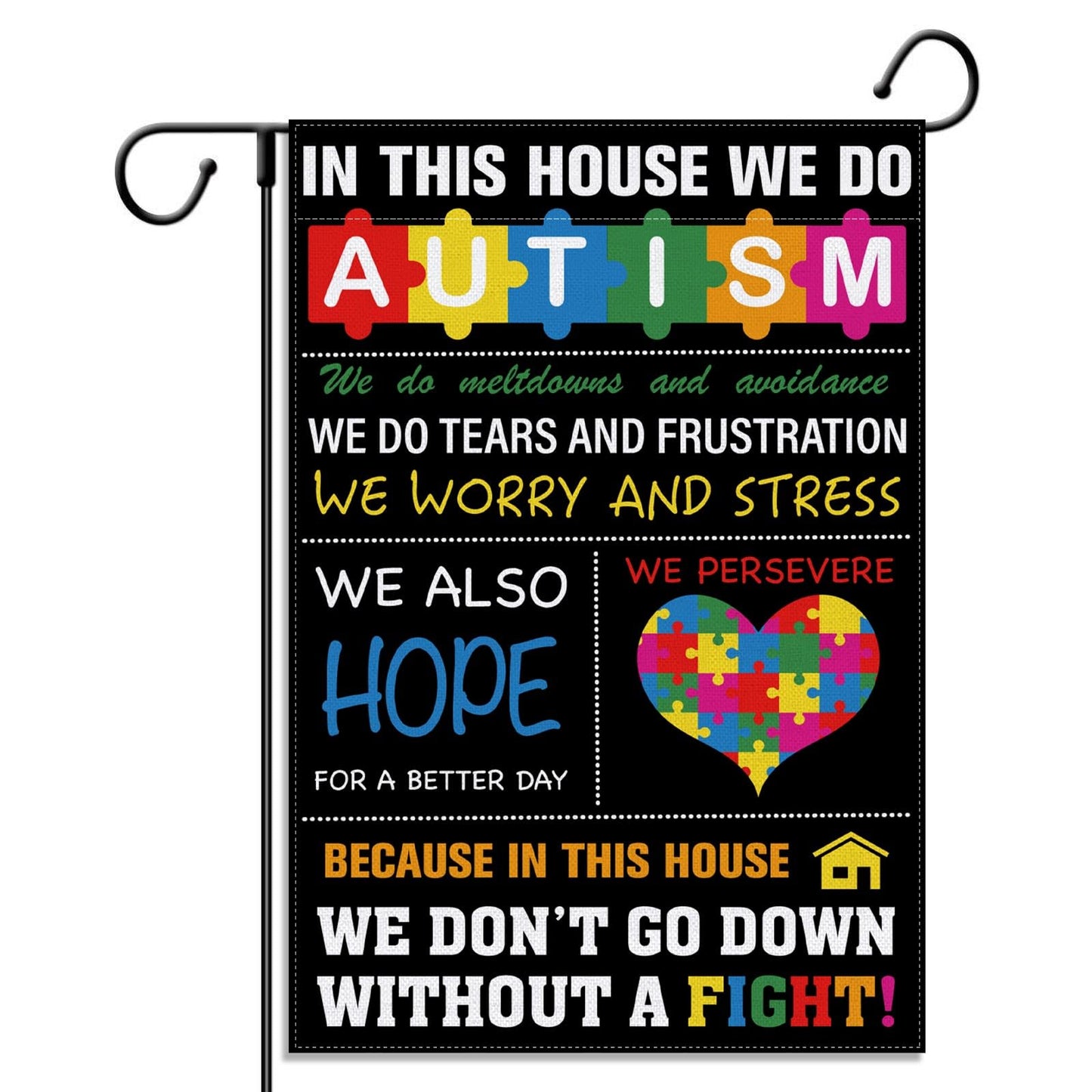 Autism Awareness Garden Flag Puzzle Piece Inspirational Support April Decoration Vertical Double Sized Yard Outdoor Decor