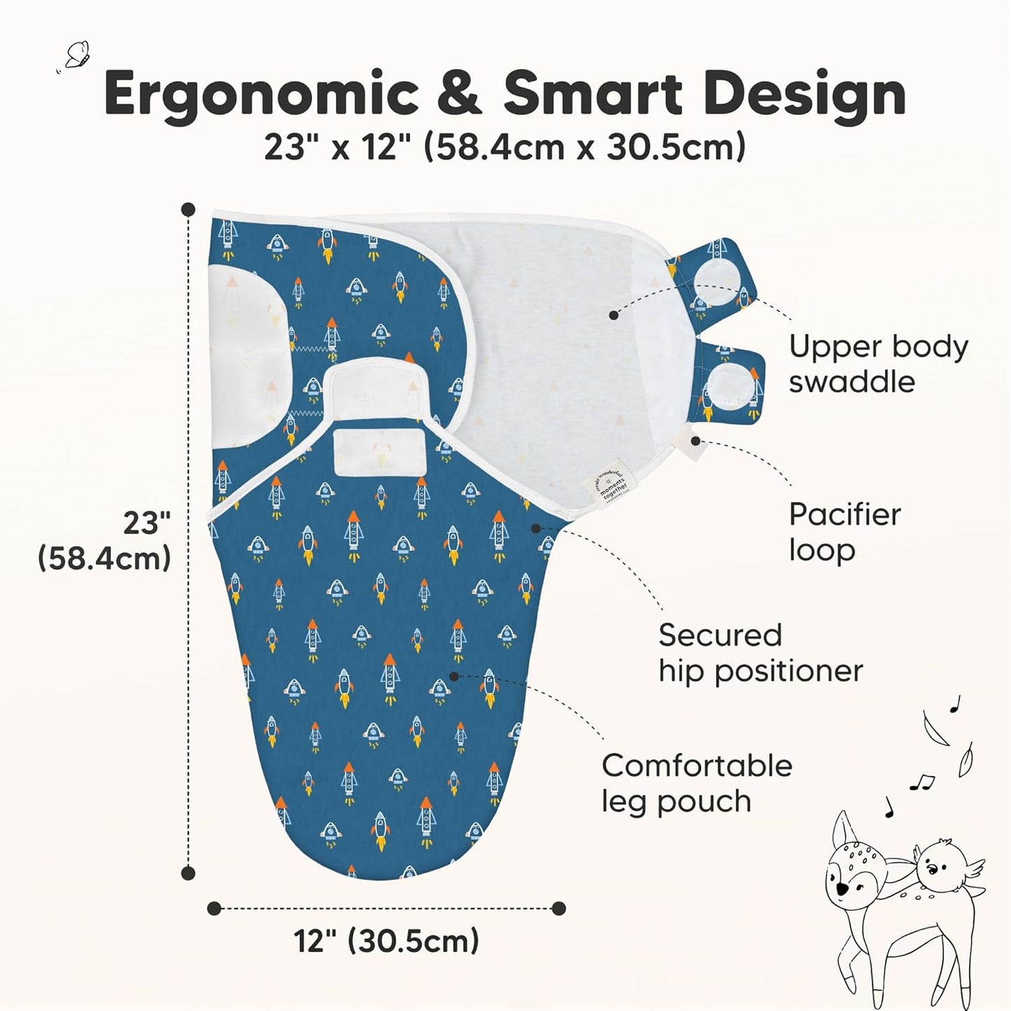 Skiennix Organic Baby Swaddle Sleep Sacks - Soft & Snug for Newborns 0-3 Months | 3-Pack (Cosmo, OS)