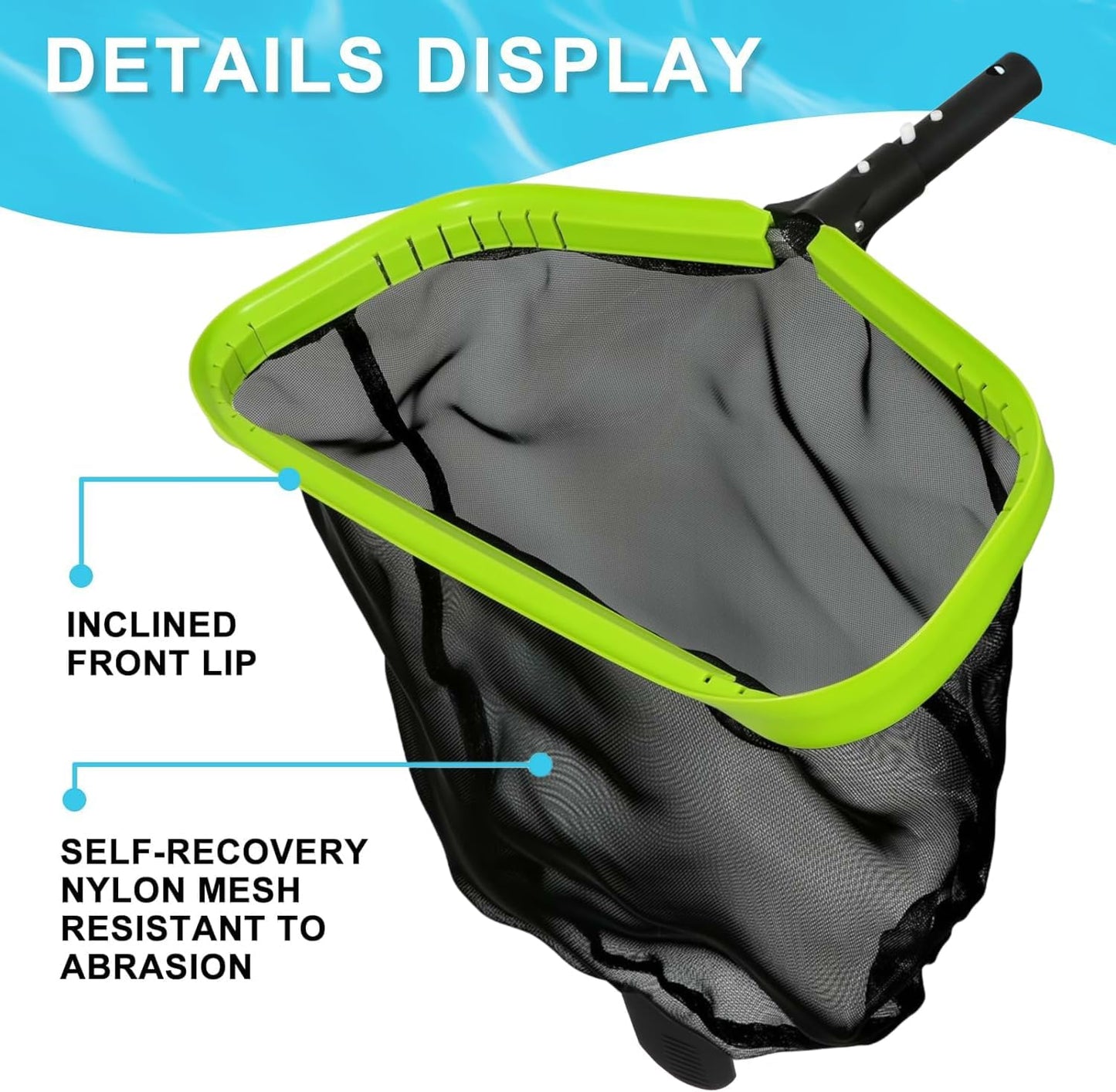 Sepetrel Pool Net - 20 Inch Heavy Duty Leaf Skimmer with Nylon Deep Bag & Aluminum Frame