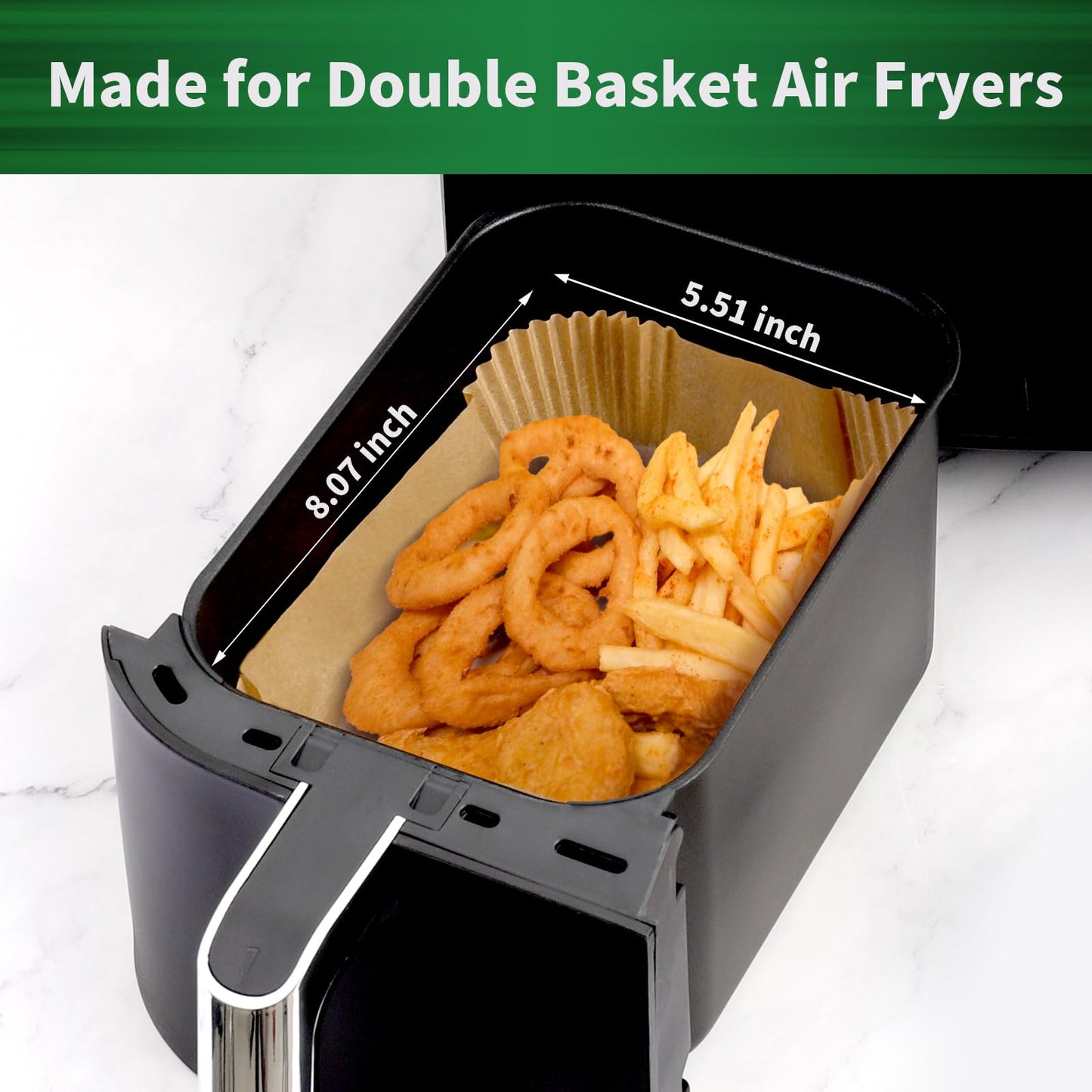 SIUDANGKA Air Fryer Liners Disposable, 200 pcs Rectangle Air Fryer Parchment Paper Sheets Air Fryer Accessories for Ninja SL401 DoubleStack XL 2-Basket Air Fryer, S006S02