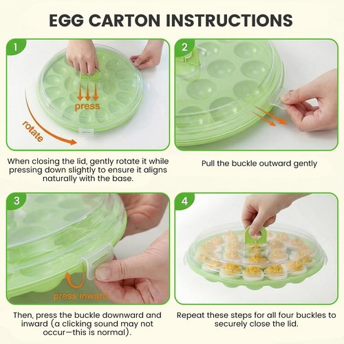 HANSGO Deviled Egg Containers with Lid, Deviled Egg Platter Carrier Holder Trays with 22 Slots for Holiday Party and Home Kitchen, Green