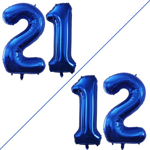 GOER Jumbo Number 12 Balloons - 42 Inch Foil Helium Balloons for 12th Birthday Party Decor | Blue