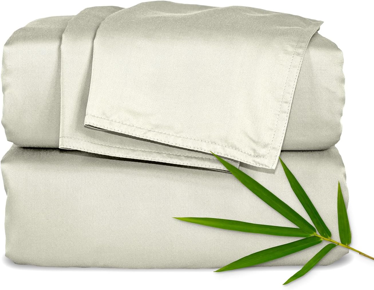 Pure Bamboo Split King Sheets - 100% Organic Viscose Bed Sheet Set, Soft & Cooling, Birch Color