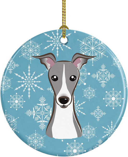 Snowflake Italian Greyhound Ceramic Ornament - 3" Christmas Tree Decoration