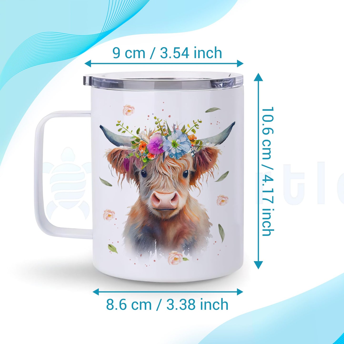 Hyturtle Highland Cow Coffee Mug Stainless Steel 12oz, Cow Gifts For Women, Highland Cow Lover Gift For Girls, Daughter On Birthday Christmas