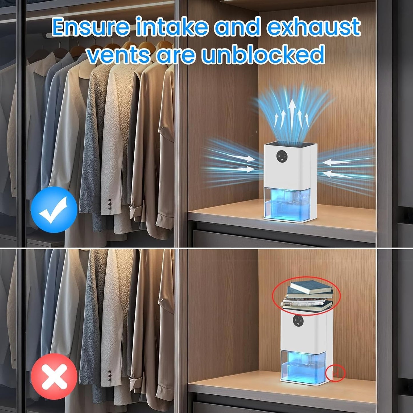 Skiennix Dehumidifier - 1500ML Small Home Unit | Quiet, Auto Shut Off, Ideal for Bedrooms & RVs