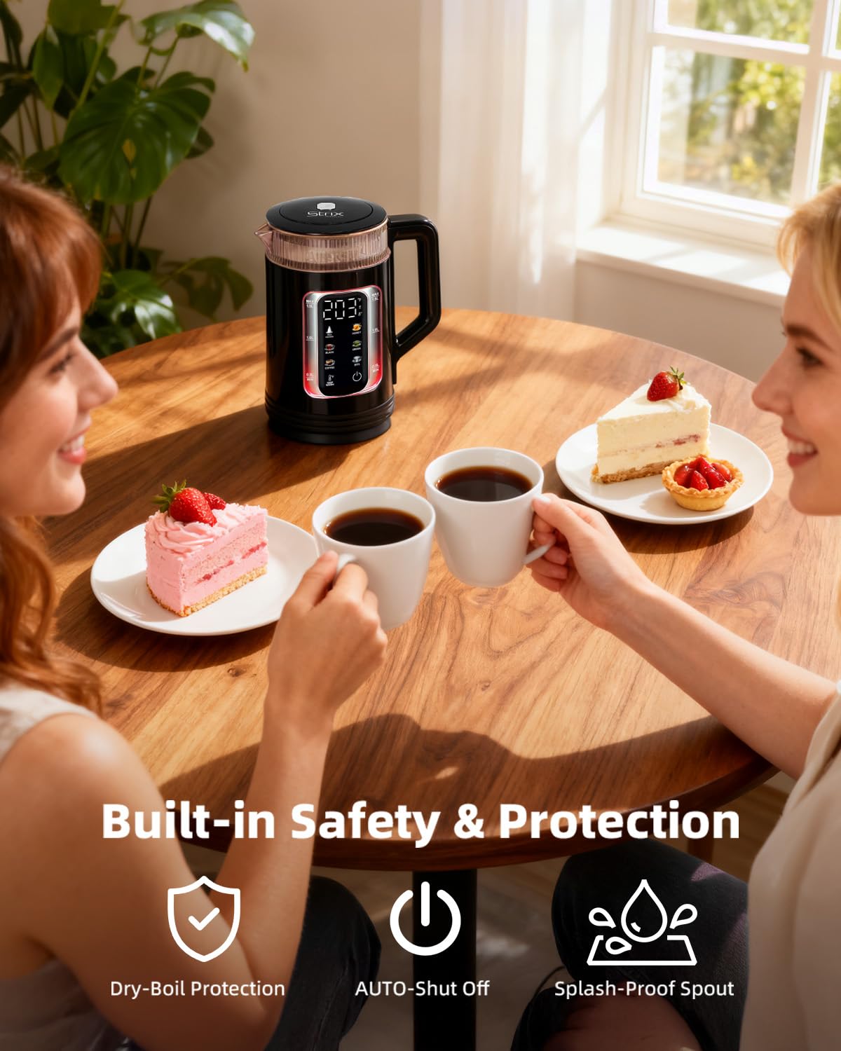 Auriswell Electric Tea Kettle with Temperature Control, Glass smart Water Boiler for Tea, Coffee & Boil, Automatic Shut Off, 12h Keep Warm & One-Touch 6 Presets