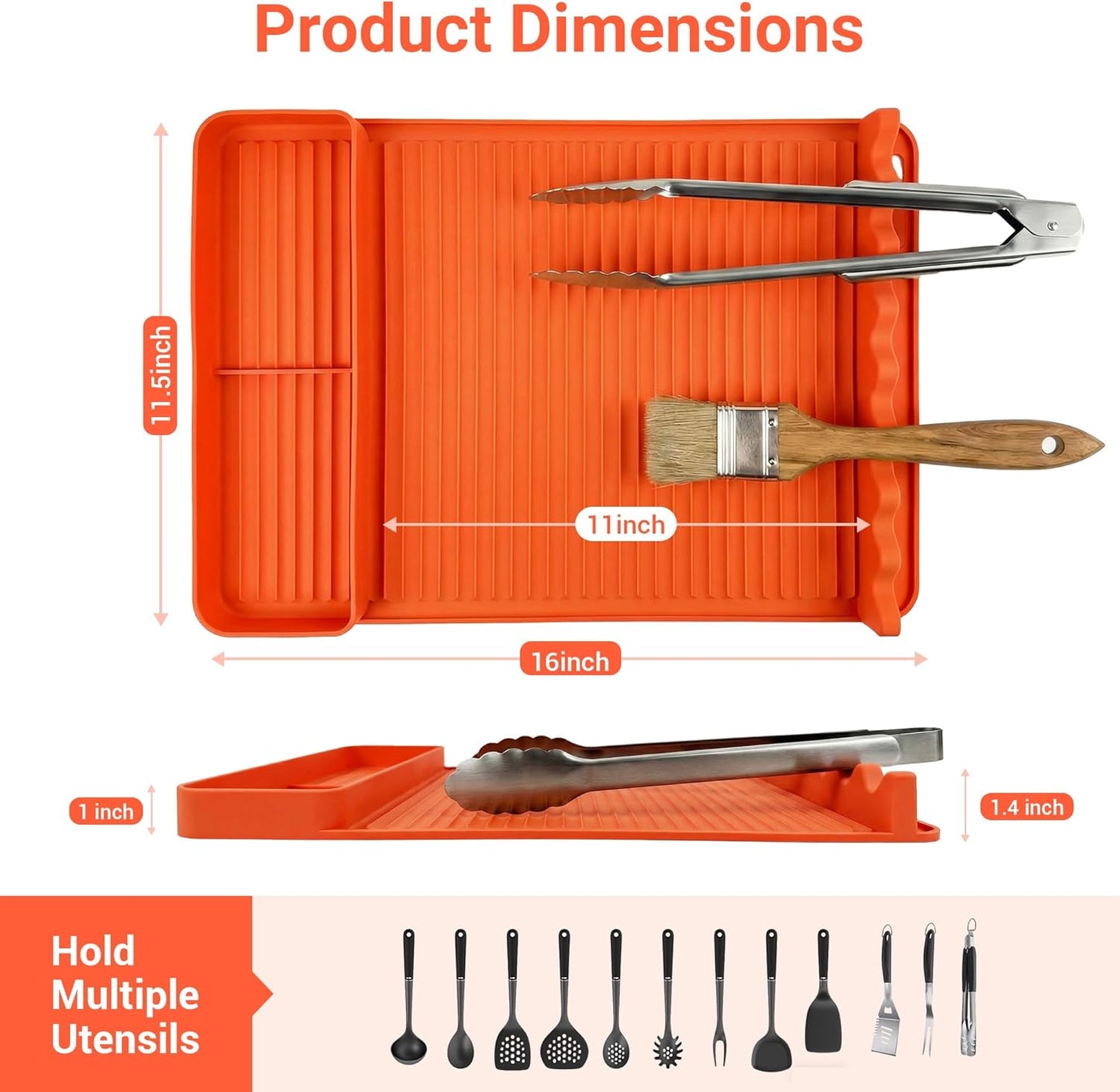 Skiennix Silicone Grill Mat - 16x11.5 Inch Non-Slip BBQ Tool with Sauce Drip Pad & Wavy Grip | Outdoor Accessories for Men