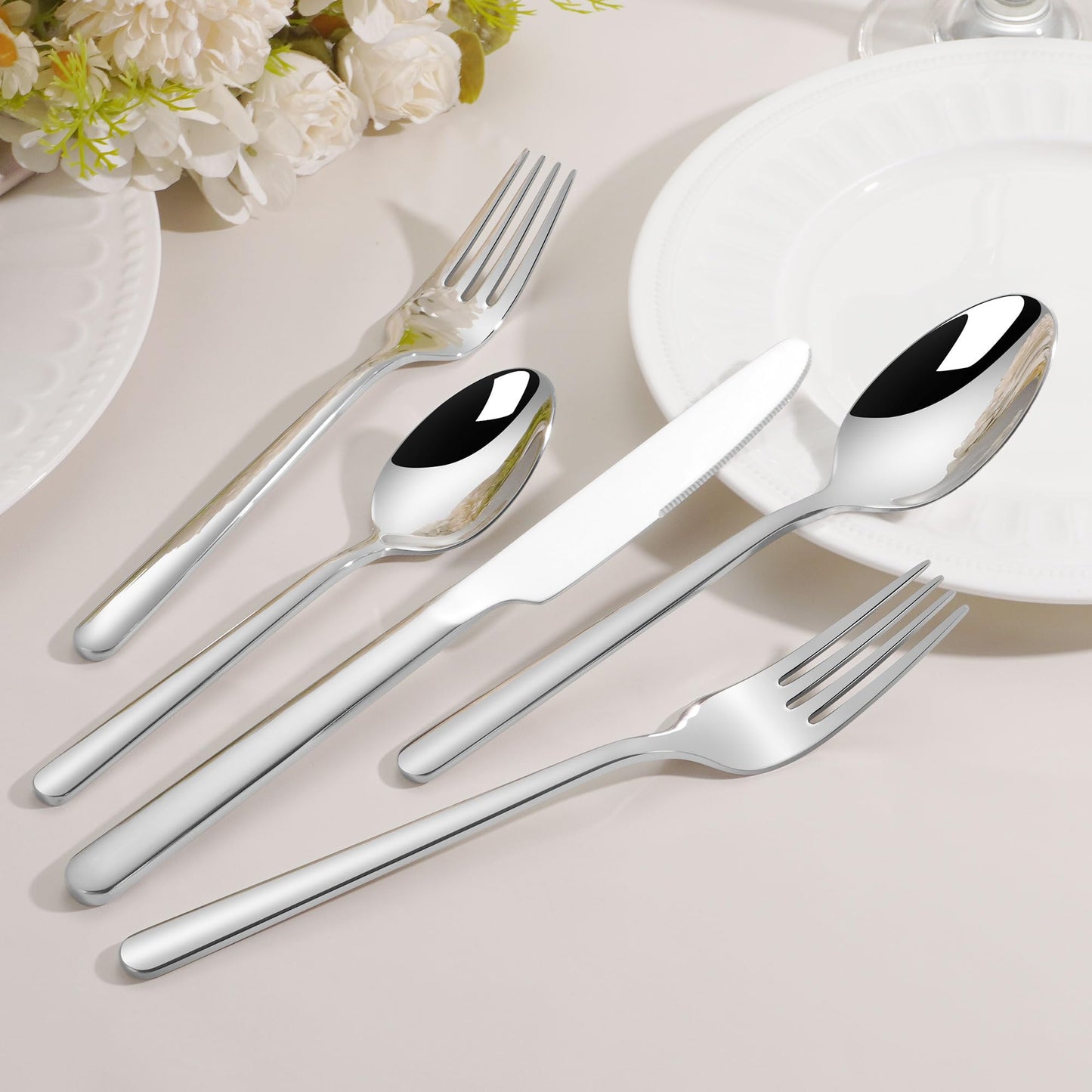 40 Piece Heavy Silverware Set for 8, 18/10 Stainless Steel Flatware, Cutlery Set Morror Polished, Dishwasher Safe for Home, Restaurant, Wedding, Party