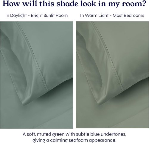 California Design Den King Size Pillowcase Set - 400 Thread Count 100% Cotton Sateen | Soft Breathable Sage Green