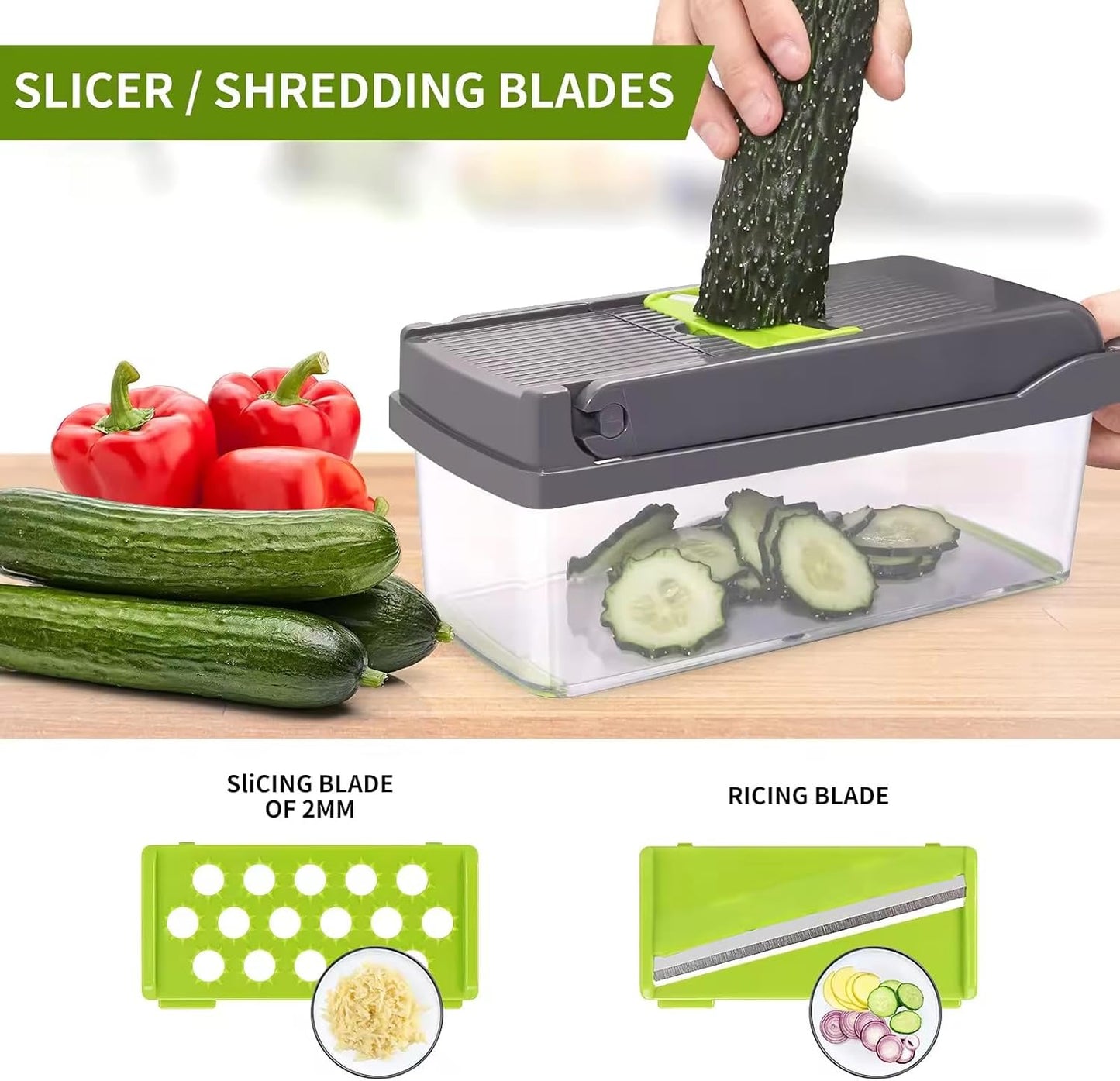 Skiennix 16-in-1 Multifunctional Vegetable Chopper - BPA-Free Onion Dicer & Salad Food Processor with Container