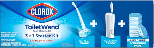 Clorox ToiletWand Cleaning Kit - Convenient Caddy with 6 Refills for Effortless Toilet Care