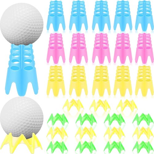 Honoson Golf Simulator Tees - 30 Durable Plastic Practice Tees for Indoor/Outdoor Use | 15 Tall & 15 Small
