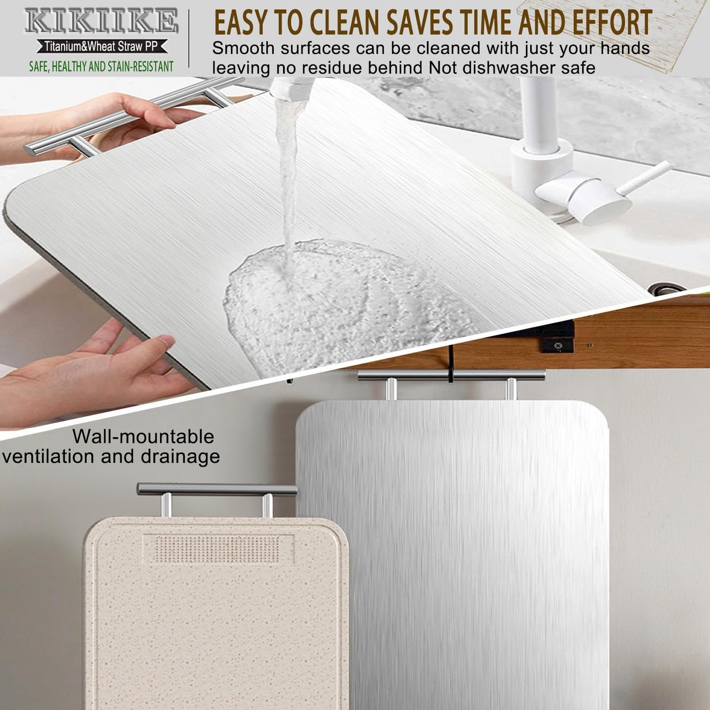 Titanium Cutting Board - Double-Sided Pure Titanium Kitchen Chopping Board | Easy to Clean, Large Size