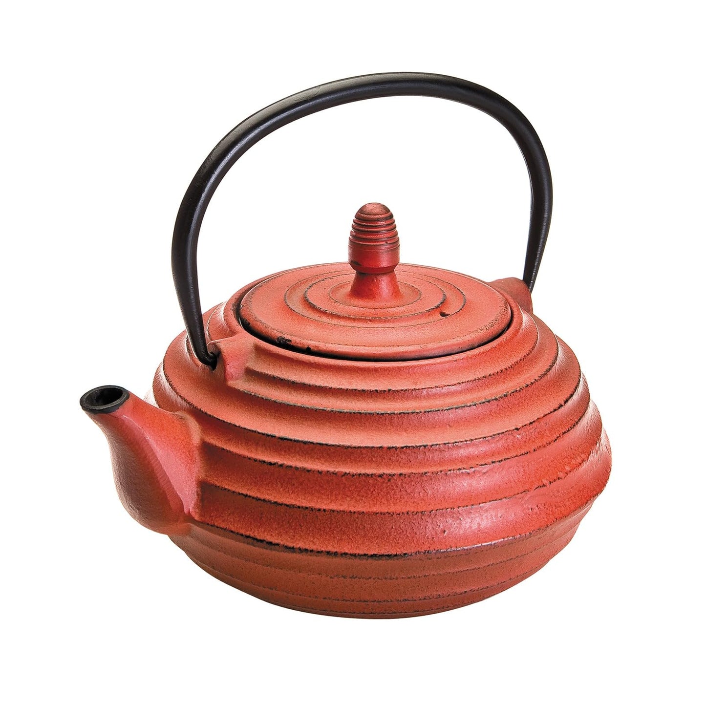 IBILI Teapot Set Oriental-Ceylan with Filter 0,7 l of cast Iron, Black/Red, 17 x 16 x 10 cm
