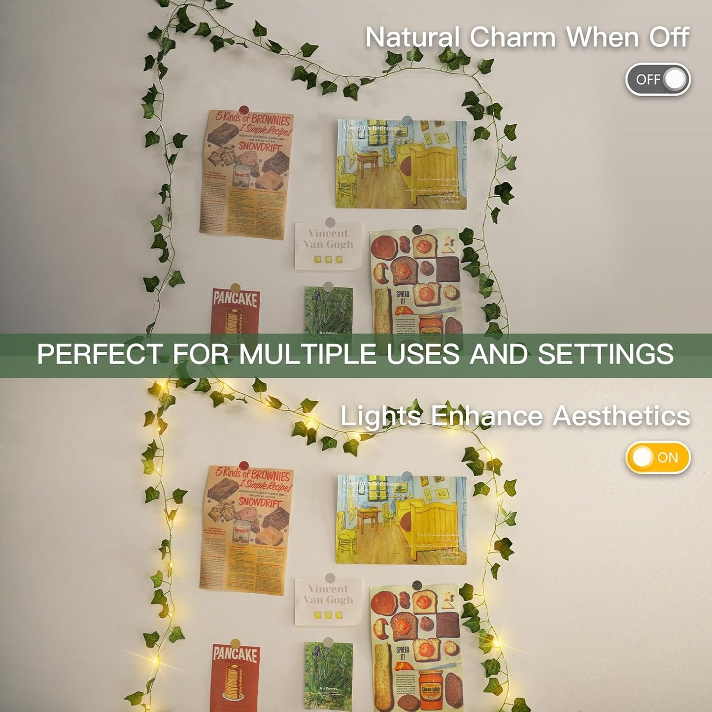 Suddus Ivy Vines String Lights - 20 LED Battery Operated Fairy Lights with Timer | 6.56FT Warm White Decor for Bedroom, Garden, Party, Wedding