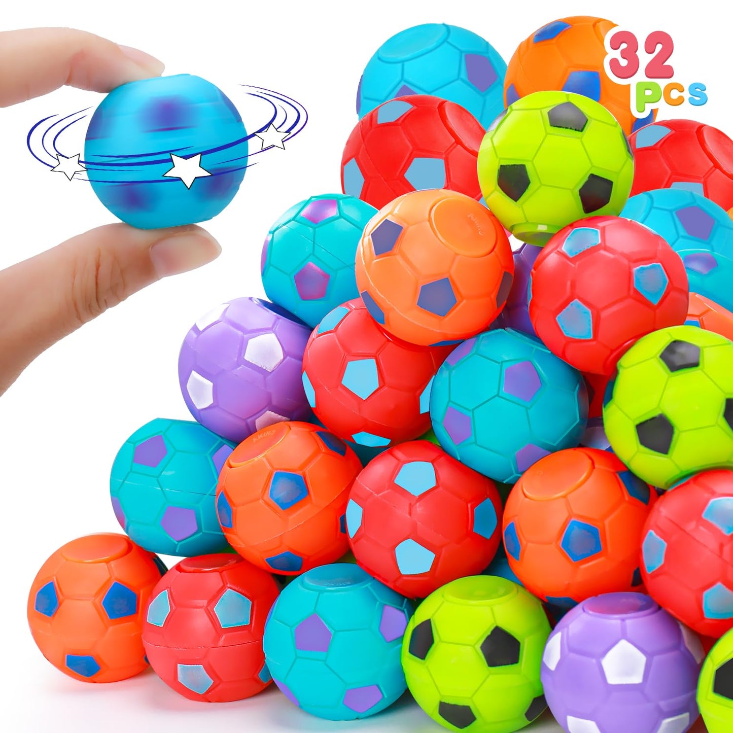 32PCS Fidget Spinner Soccer Balls Sports Party Favors Bulk for Kids 4-8 8-12 Goodie Treat Bag Stuffers Classroom Treasure Toys Carnival Prizes Pinata Filler Birthday Trinket End of Year Students Gifts