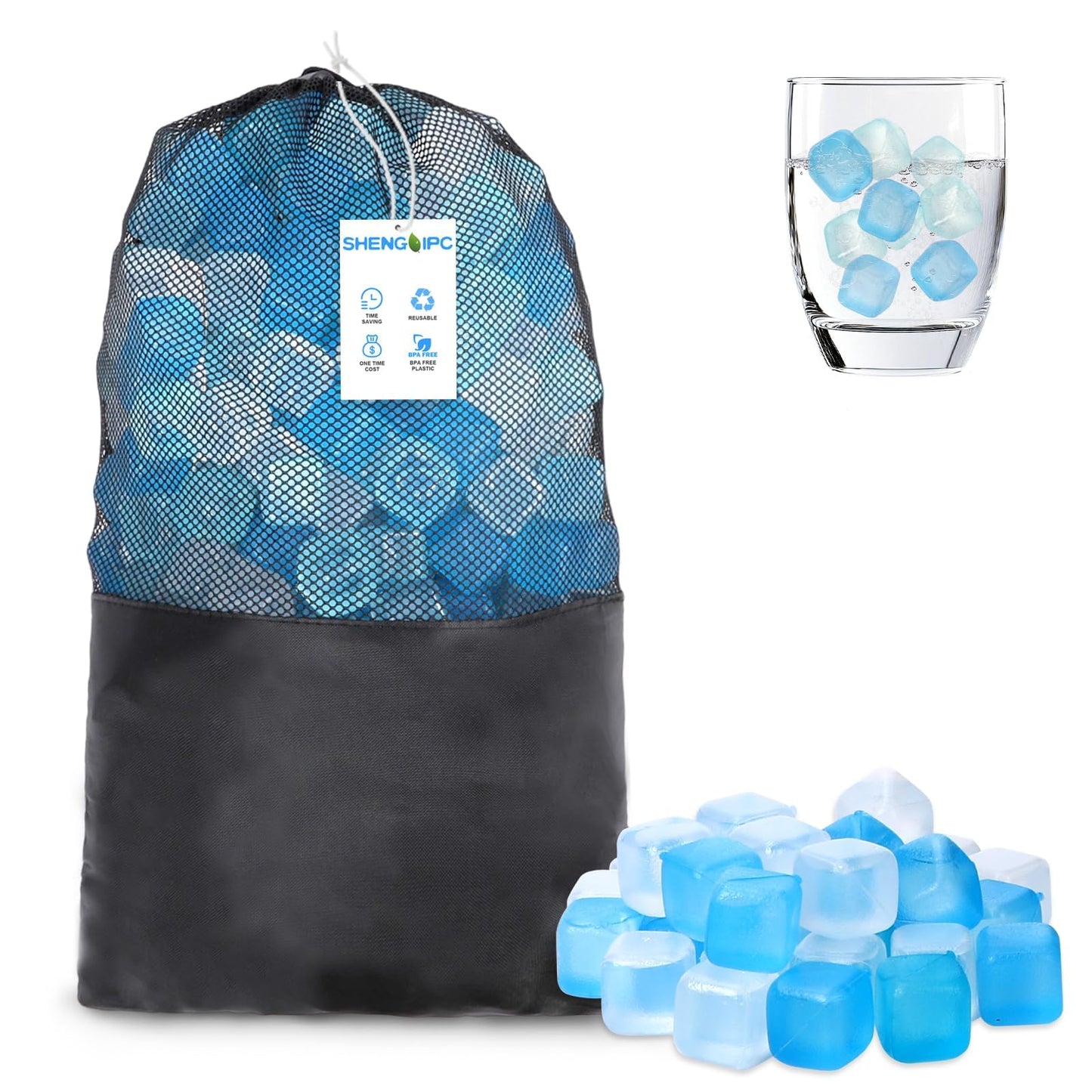 360 Pack Reusable Ice Cubes Refreezable Plastic Ice Cubes Without Diluting Reusable Ice Cubes for Drinks Large Pack Ice Cube Frozen BPA Free for Party Bars Ice Bath Camping