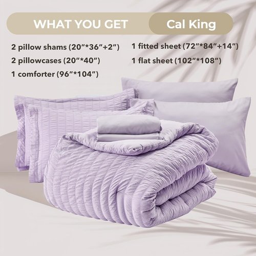 HYMOKEGE Lavender California King Comforter Set - 7-Piece Luxury Bedding Set for All Seasons