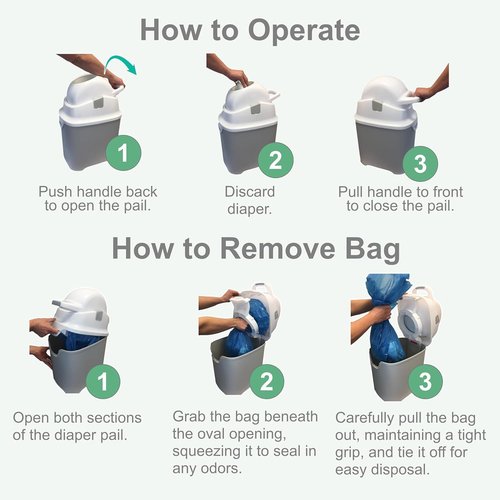 Foundations Mini Diaper Pail - Airtight, Odorless Disposal for Up to 30 Newborn Diapers | Gray