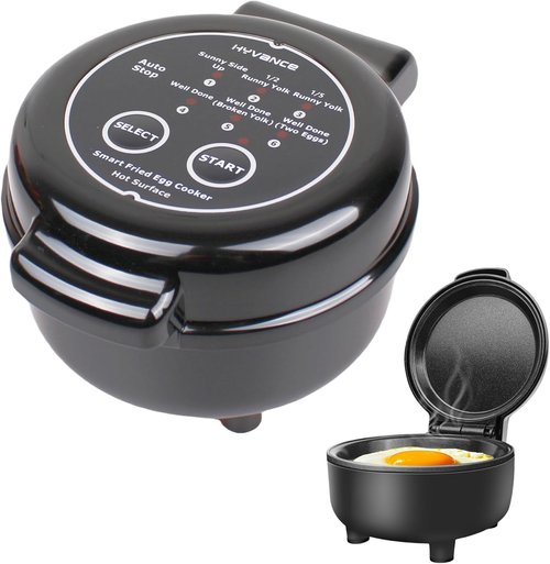 Hyvance Smart Fried Egg Cooker - Automatic Maker for 6 Styles, Non-Stick, Auto Power Off | Black