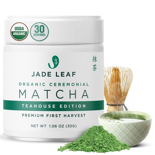 Jade Leaf Matcha Organic Ceremonial Grade Green Tea Powder - 100% Pure Japanese First Harvest, 30g Tin