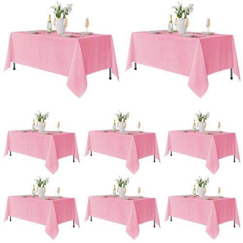 Fitable 8 Pack Table Cloth Rectangle Table: Stain and Wrinkle Resistant Tablecloth Rectangular, Washable Polyester Tablecloths for Wedding Party Dining Banquet Event Catering(Pink, 70x120 Inch)