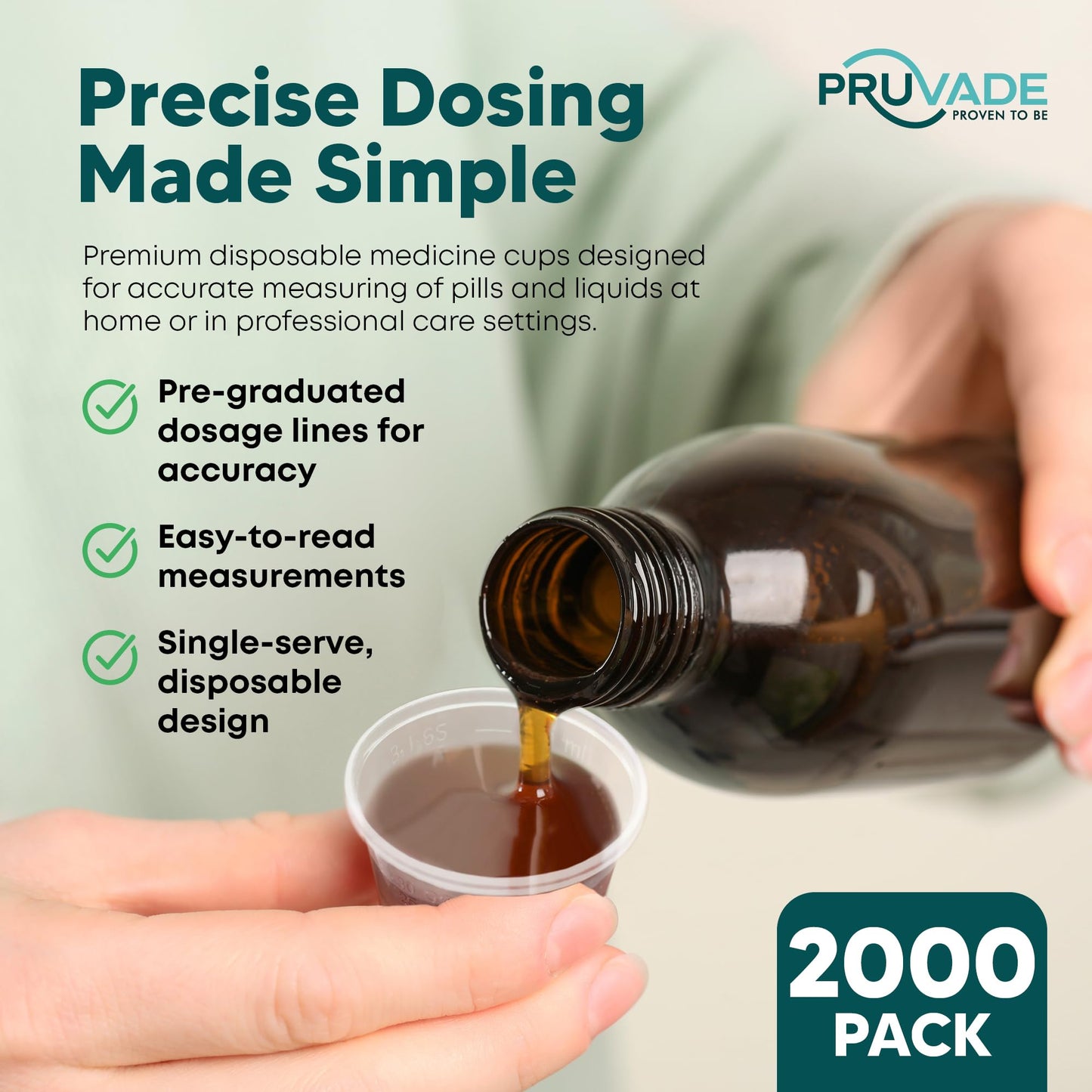 [2000 Pack - 1 oz.] Pruvade Disposable Medicine Cups with Graduated Dosage Lines for Pills or Liquid, Single Serve Measuring for Home, Nurse, Hospital, Medical Care, Resin Mixing, Mouthwash |2000 Pack